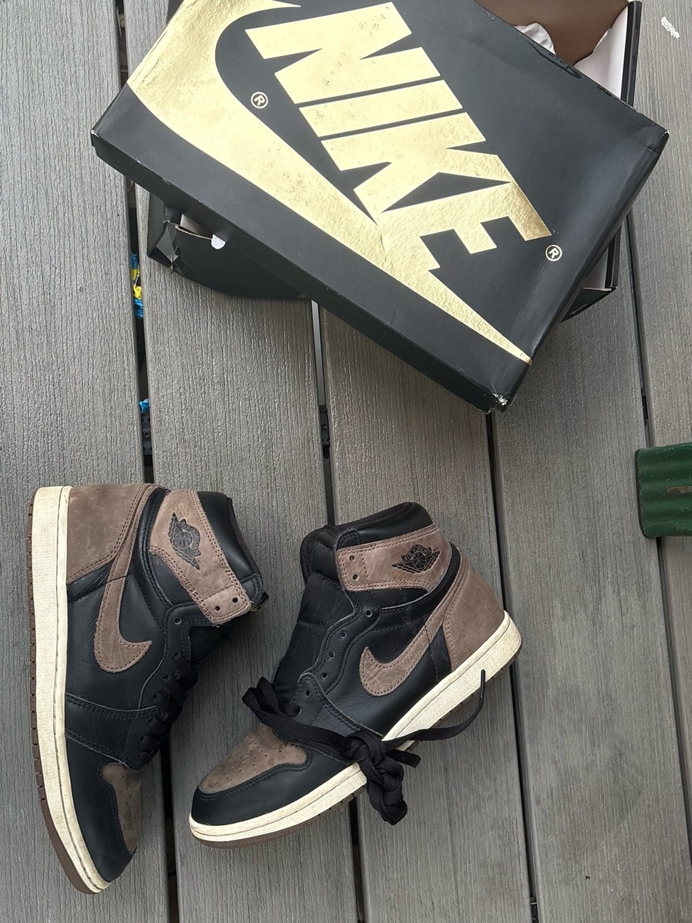 Nike Men’s Air Jordan 1 High Black and Brown Suede